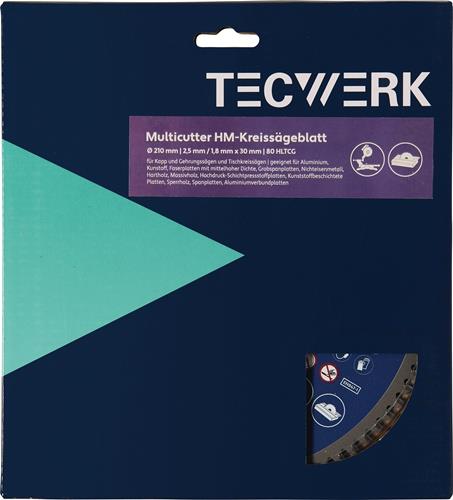 Tisch-/Kappkreissägeblatt AD 210mm Z.80 HLTCG Schnitt-B.2,5mm TECWERK