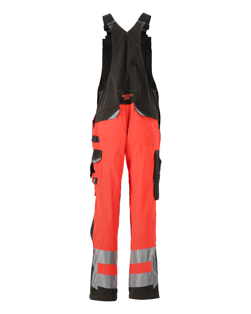 Latzhose mit Knietaschen SAFE SUPREME Hi-vis Rot/Dunkelanthrazit 82C52