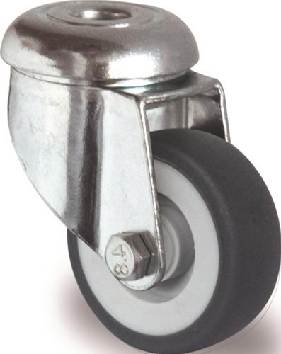 Lenkrolle D.100mm Trgf.100kg m.Rückenloch Gleitlager Gum.grau TECWERK