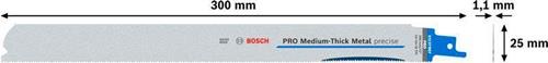 Säbelsägeblatt PRO Medium-Thick Metal precise S1237BEF L300mm B25 mm 5 St./Karte
