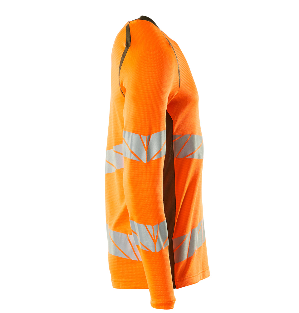 Langarmshirt ACCELERATE SAFE Hi-vis Orange/Moosgrün L  ONE