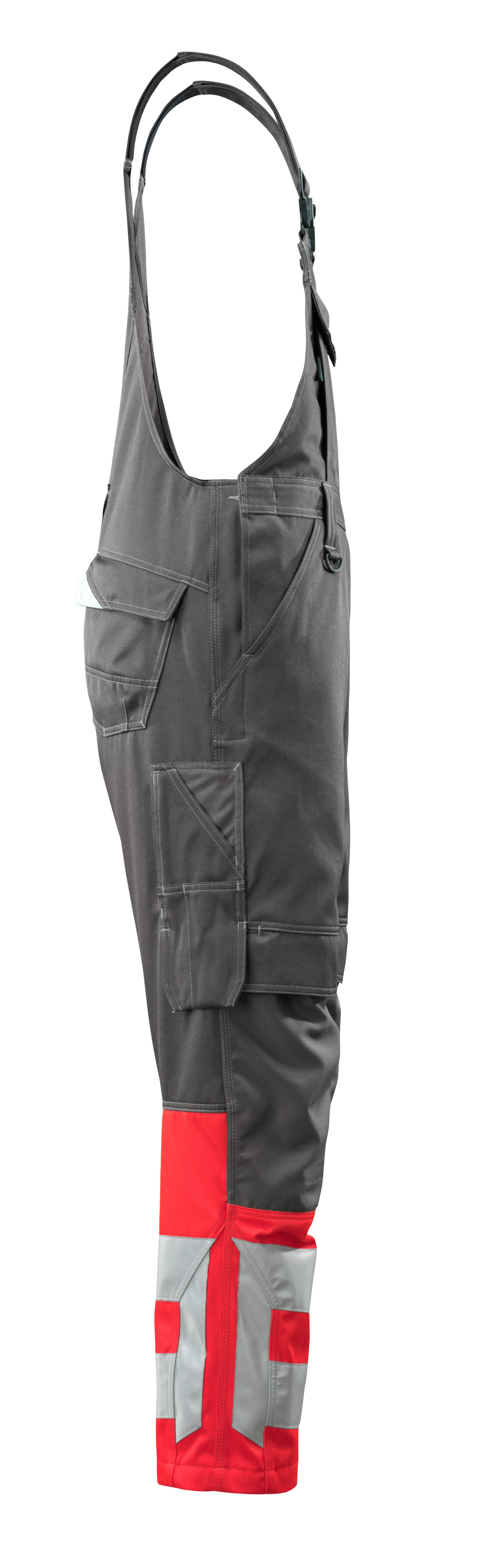 Latzhose mit Knietaschen SAFE SUPREME Dunkelanthrazit/Hi-vis Rot 76C46