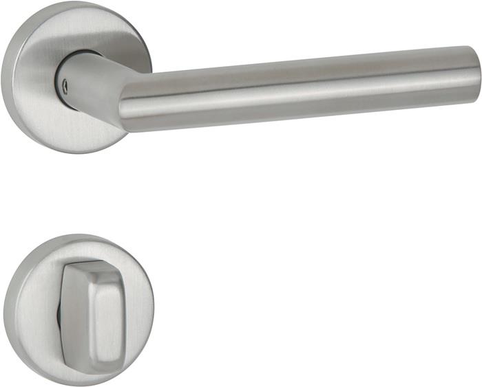 Drückergarnitur 60 matt 30 Badgarnitur 60 Edelstahl matt Gehrung 41 - 45 mm Basic 02 EN 1906 D/D 130 mm WC