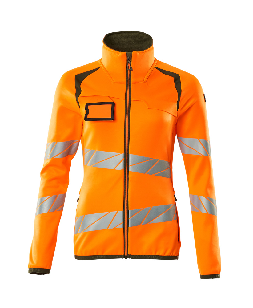 Damen-Passform Fleecejacke ACCELERATE SAFE Hi-vis Orange/Moosgrün L