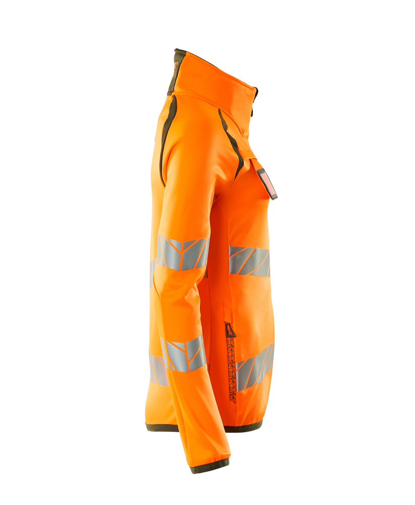 Damen-Passform Fleecejacke ACCELERATE SAFE Hi-vis Orange/Moosgrün L