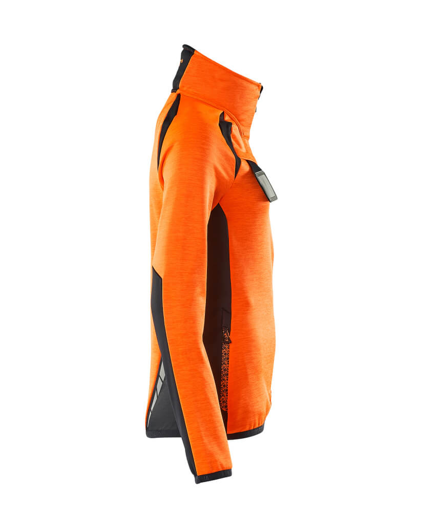 Damen-Passform Fleecepullover mit Reißverschluss ACCELERATE SAFE Hi-vis Orange/Schwarzblau L