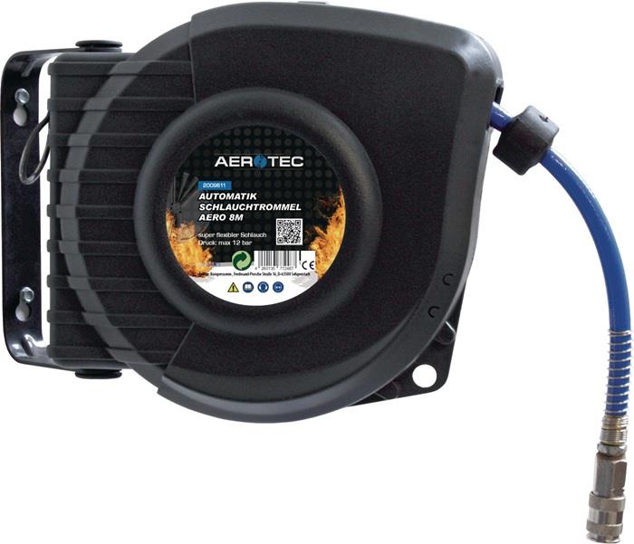 Druckluftschlauchtrommel Aero 8M Automatik für Druckluft Schlauchlänge 1 m Gehäuse Kunststoff schwenkbar Ausgangsanschluss 3/4 ″ AEROTEC