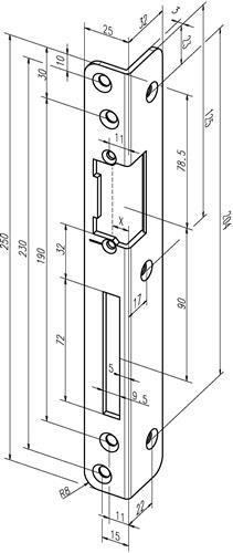 Sicherh.-Winkelschließbl.069 S.3mm STA dukatengold DIN L ASSA ABLOY