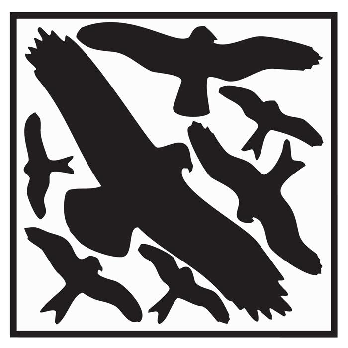 Aufkleber L290xB320 mm Vogelschutzset, Vogelsymbole Folie selbstklebend