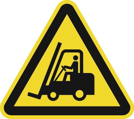 Warnzeichen ASR A1.3/DIN EN ISO 7010 200 mm Warnung vor Flurförderzeugen Folie