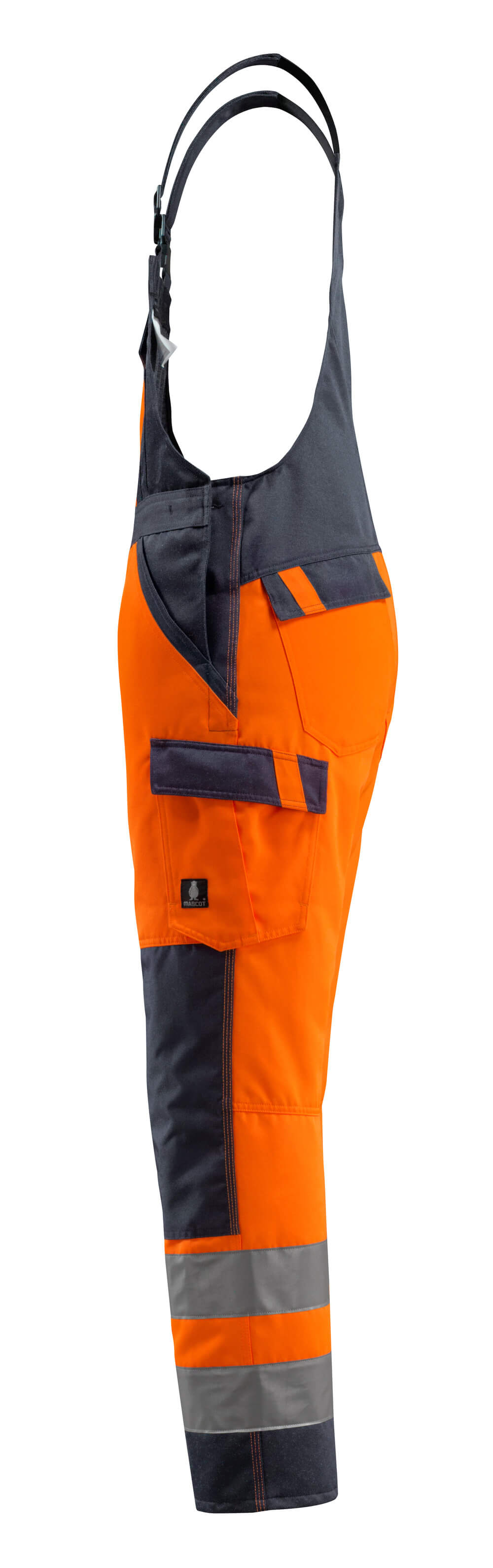 Latzhose mit Knietaschen SAFE LIGHT Hi-vis Orange/Schwarzblau 76C48
