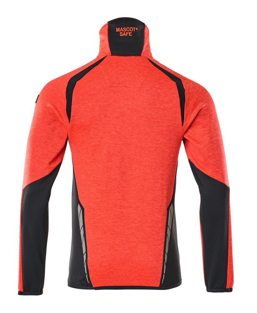 Fleecejacke mit kurzem Reißverschluss ACCELERATE SAFE Hi-vis Rot/Schwarzblau L