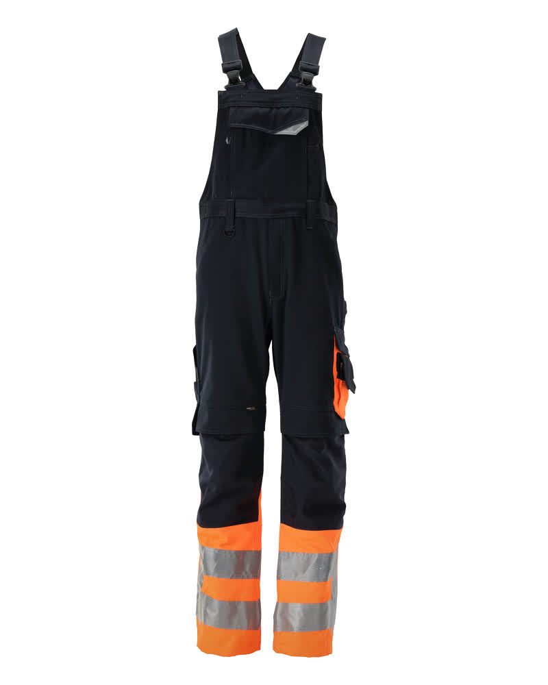 Latzhose mit Knietaschen SAFE SUPREME Schwarzblau/Hi-vis Orange 76C46
