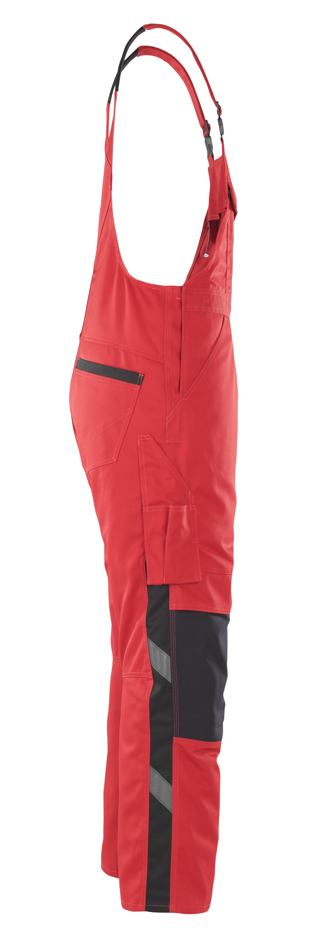 Latzhose mit Knietaschen UNIQUE Rot/Schwarz 76C48