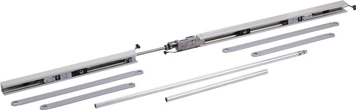 Gleitschienen - Schließfolgeregler A=1290-2100mm Schmiedehebel K8/K12 silberfarbig Sonderausführung Standflügelbreite 540 - DORMAKABA