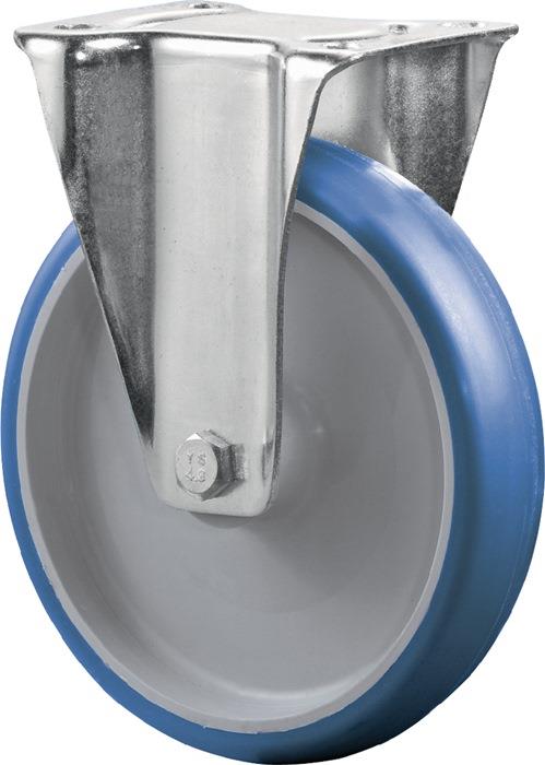 Bockrolle Polyurethan, blau 100 mm 30 mm 128 mm 120 kg 80 mm 104 mm