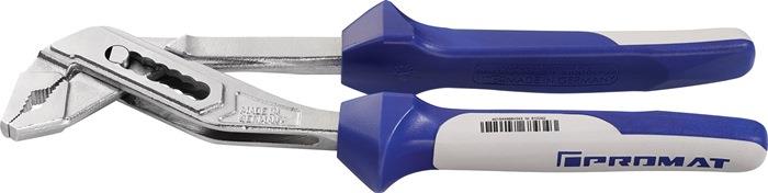 Wasserpumpenzange Länge 250 mm Spannweite 6-44 mm verchromt Mehrkomponenten-Hüllen PROMAT