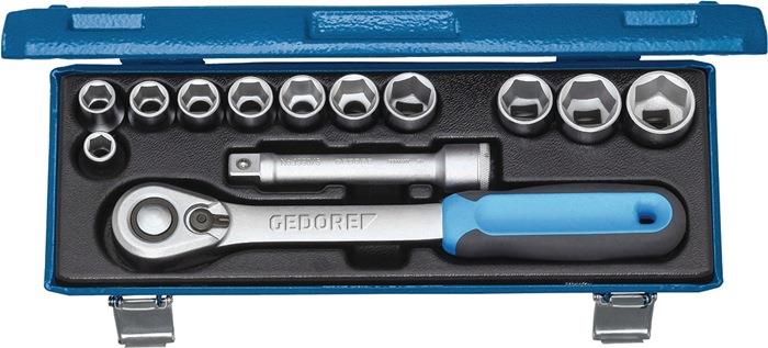 Steckschlüsselsatz 19 KMU-20 13-teilig 1/2 ″ Schlüsselweiten 10-24 mm Anzahl Zähne 60 6-Kant GEDORE