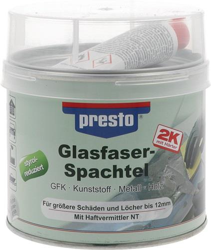 2K-Glasfaserspachtel grau-grün,Härter rot 1000g Dose PRESTO