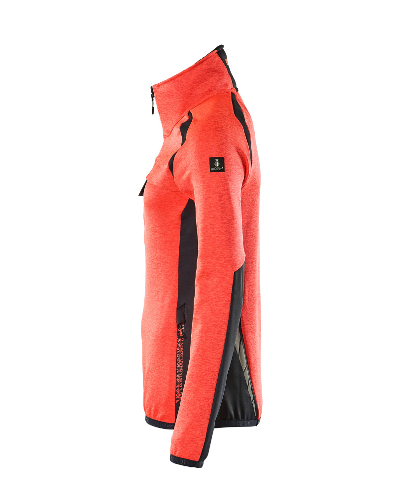Damen-Passform Fleecejacke mit kurzem Reißverschluss ACCELERATE SAFE Hi-vis Rot/Schwarzblau L