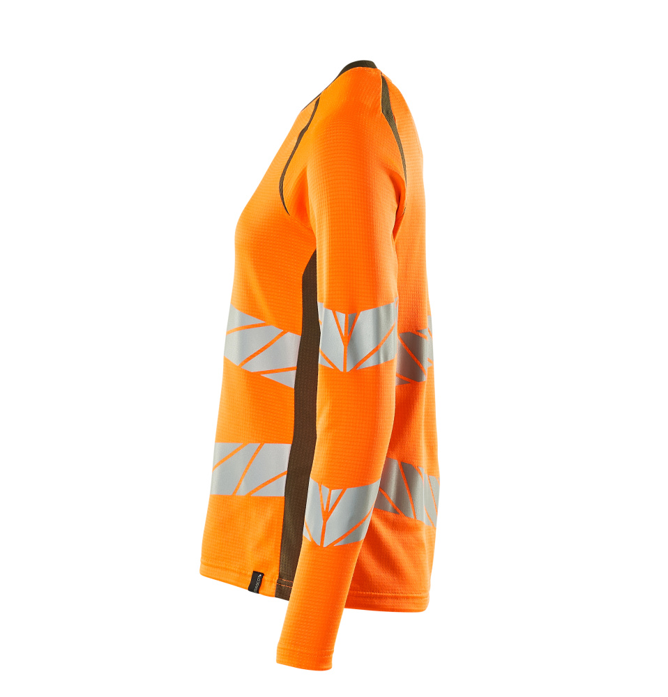 Damen-Passform Langarmshirt ACCELERATE SAFE Hi-vis Orange/Moosgrün 3XLONE