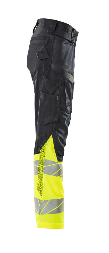 Damen-Passform DIAMOND Hose mit Knietaschen ACCELERATE SAFE Schwarzblau/Hi-vis Gelb 82C50