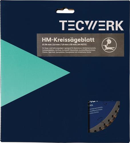 Kappkreissägeblatt AD 216mm Z.64 HLTCG Schnitt-B.2,6mm TECWERK