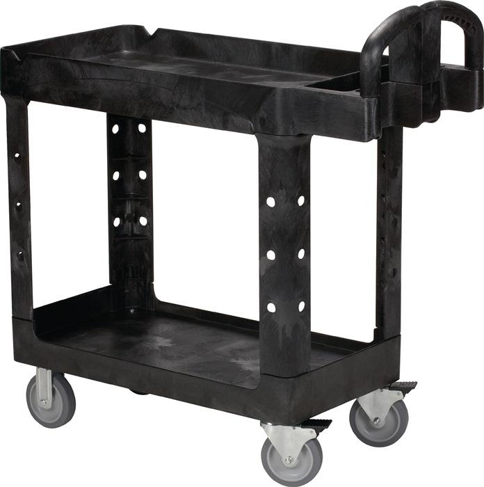 Tischwagen 2 Ladeflächen L770xB420mm schwarz Trgf.226 kg Holme/Ladefläche PP RUBBERMAID
