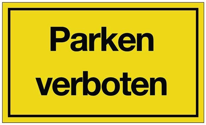 Hinweiszeichen Parken verboten L250xB150 mm gelb schwarz Kunststoff