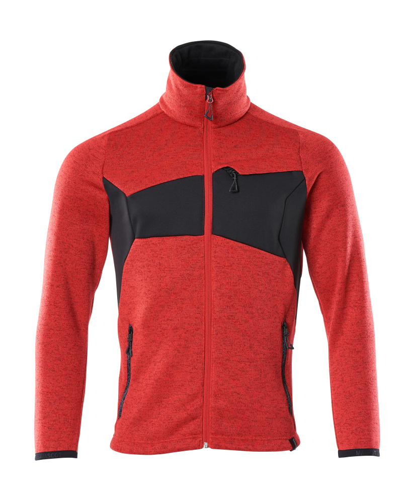 Strickpullover mit Reißverschluss ACCELERATE Verkehrsrot/Schwarz XL