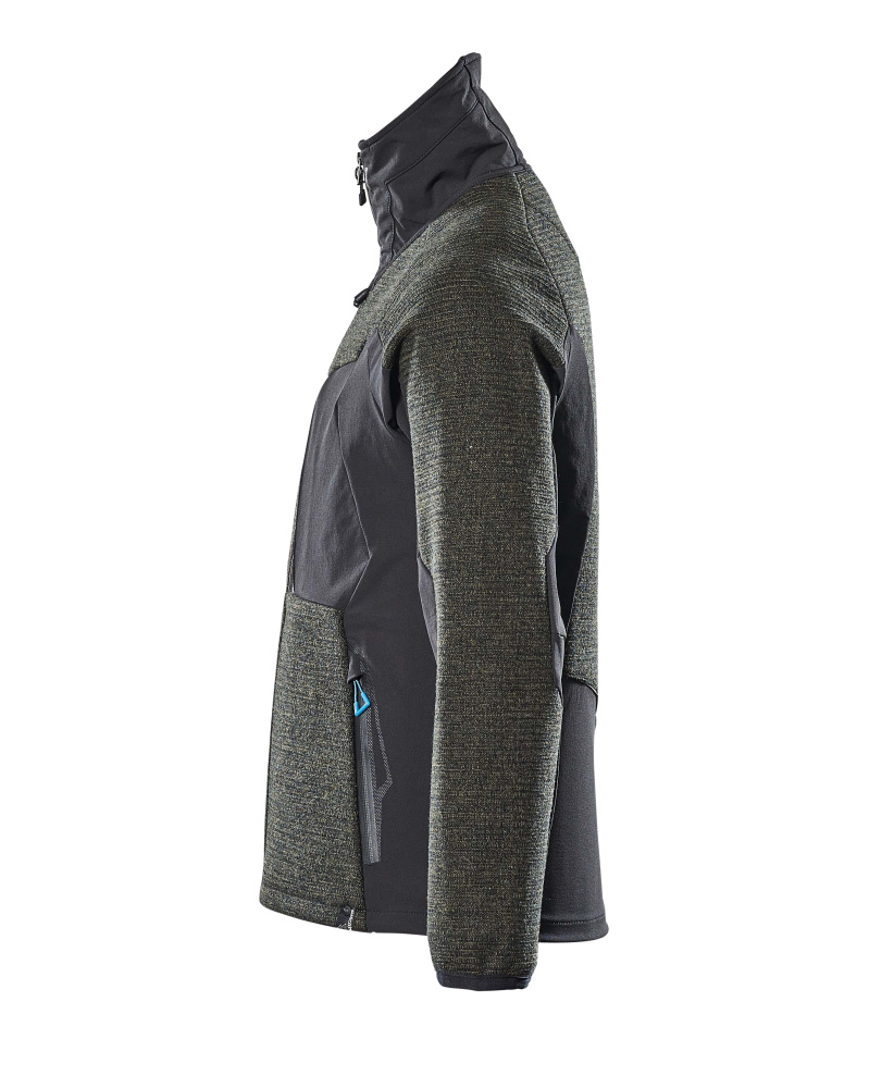 Strickjacke mit Reißverschluss ADVANCED Moosgrün/Schwarz M