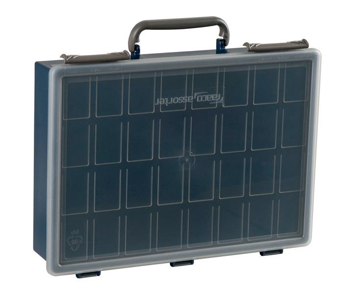 Sortimentskasten Assorter 80 4x8-0 B.338xT.261xH.78mm o.Fächer f.Einsätze der H.69mm Unterteil dkl.-blau/Deckel transp. a.PP RAACO