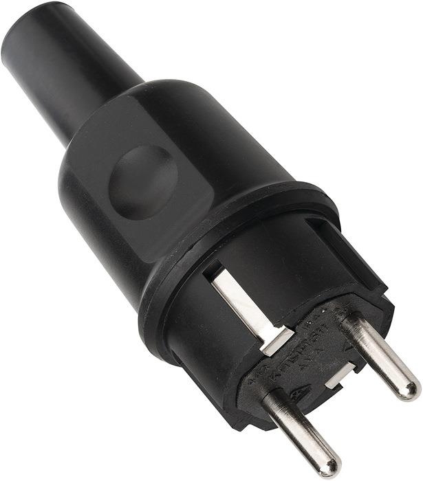 Schutzkontaktstecker 10-/16~ A 250 V schwarz IP44 Vollgummi KALTHOFF