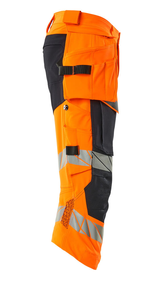 Dreiviertel-Hose mit Hängetaschen ACCELERATE SAFE Hi-vis Orange/Schwarzblau C48