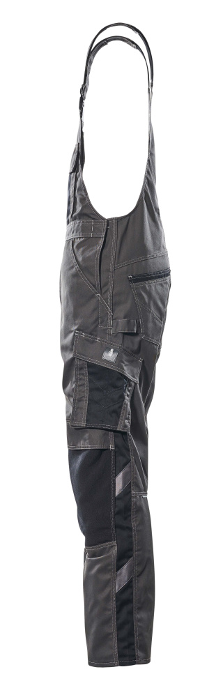 Latzhose mit Knietaschen UNIQUE Dunkelanthrazit/Schwarz 76C48