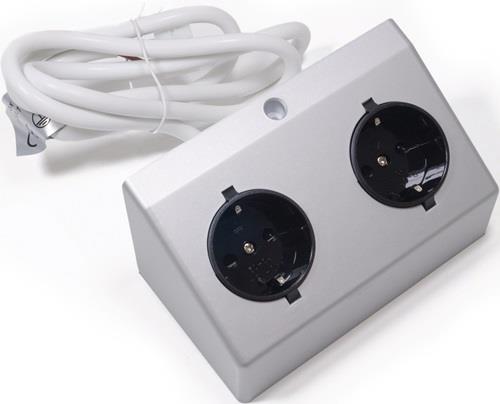 Doppel-Anbausteckdose 230 V Silberfarben LundS