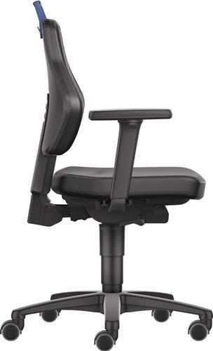 Arbeitsdrehstuhl Rl.Kunstleder schwarz Grifffarbe blau 450-600mm TECWERK
