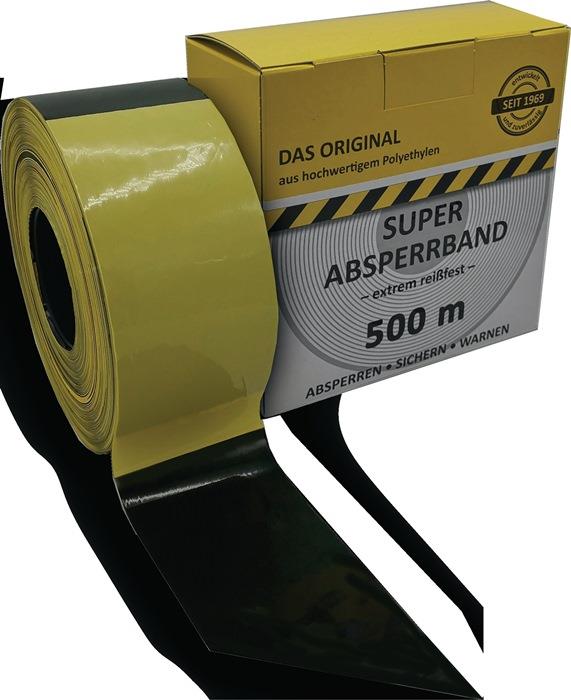 Absperrband Breite 80 mm gelb/schwarz geblockt 500 m