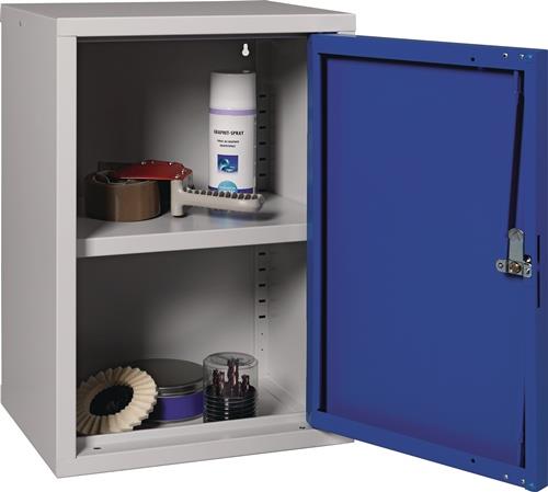 Hängeschrank H600xB400xT300mm Vollblech,1 BD lichtgrau/enzianblau