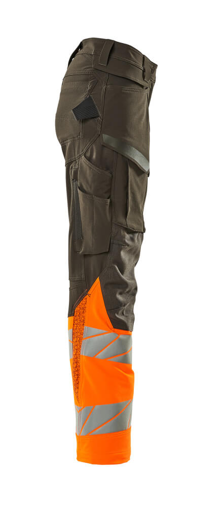 Damen-Passform DIAMOND Hose mit Knietaschen ACCELERATE SAFE Dunkelanthrazit/Hi-vis Orange 82C50