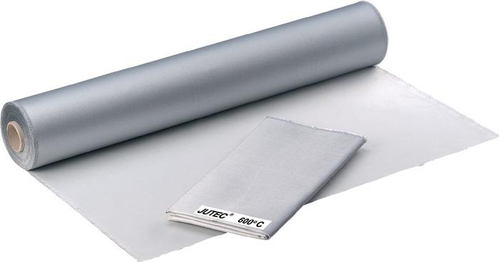 Spritzerschutzdecke 550 °C 600 °C E-Glasgewebe mit einseitiger Alufixbeschichtung 650 g/m² einseitig grau 0,7 mm DIN EN 13501-1, Branschutzklasse B-s2.d0 1000 mm 2000 mm