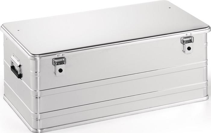 Aluminiumbox mit Klapphebelverschlüssen mit Bohrungen 140 l 7,7 kg 120 kg 367 mm 495 mm 902 mm