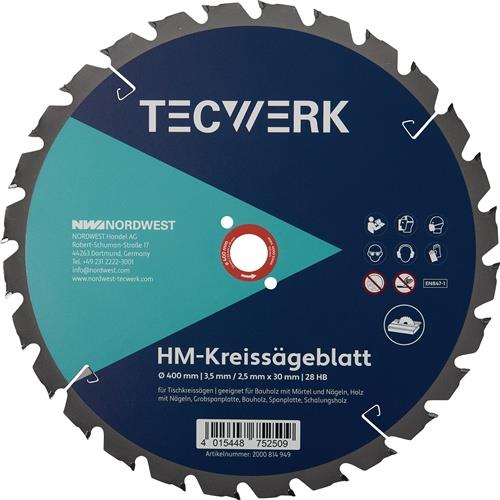 Tischkreissägeblatt AD 400mm Z.28 HB Schnitt-B.3,5mm TECWERK