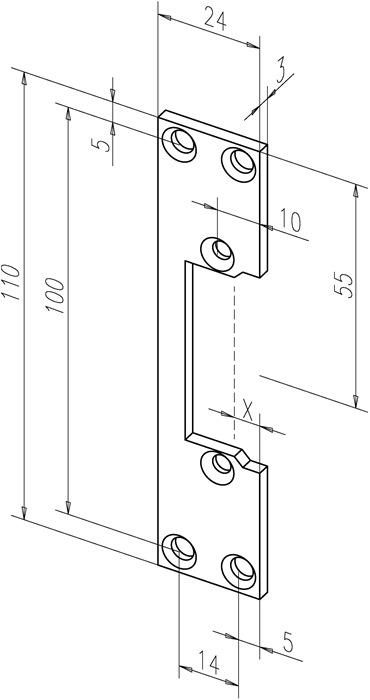 Flachschließblech 107 Stahl verzinkt käntig Breite 24 x Länge 110 mm DIN links / rechts ASSA ABLOY