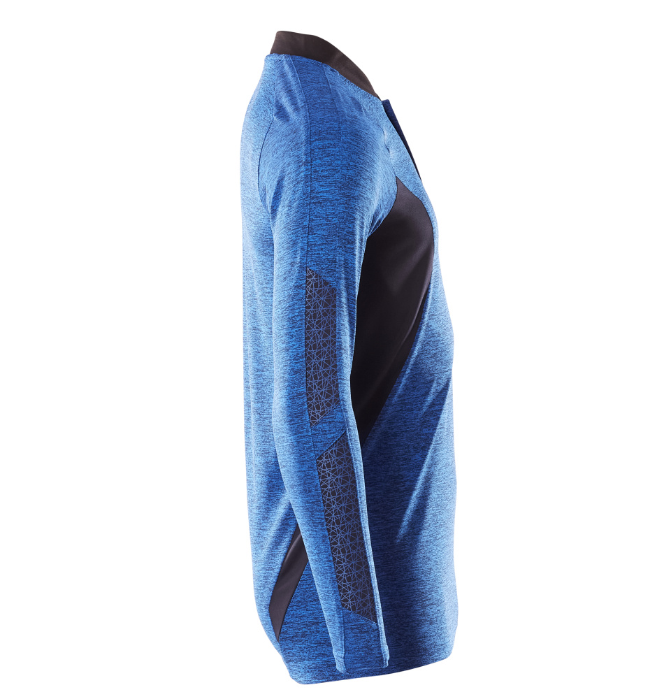 Polo-Shirt, Langarm ACCELERATE Azurblau meliert/Schwarzblau 2XLONE