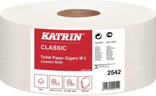 Toilettenpapier Katrin Classic Gigant M2 2-lagig 6 RL a 1200 Bl.=7200 Bl.KATRIN
