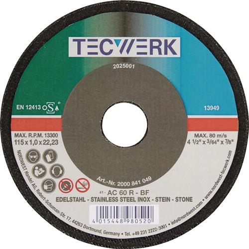 Trennscheibe D115x1mm ger.STA/STE Bohr.22,23mm TECWERK