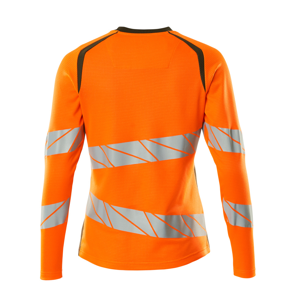 Damen-Passform Langarmshirt ACCELERATE SAFE Hi-vis Orange/Moosgrün 3XLONE