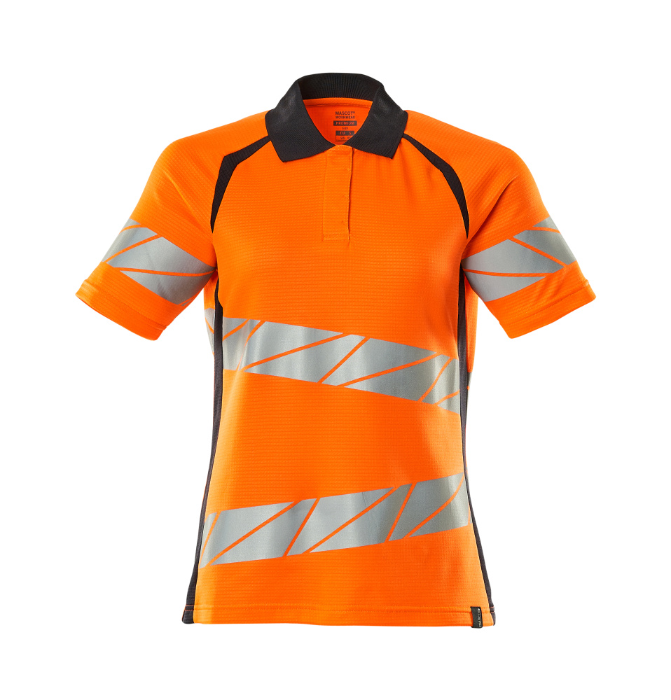 Damen-Passform Polo-Shirt ACCELERATE SAFE Hi-vis Orange/Schwarzblau L  ONE