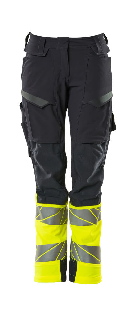 Damen-Passform DIAMOND Hose mit Knietaschen ACCELERATE SAFE Schwarzblau/Hi-vis Gelb 82C50
